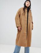 Weekday Long Mohair Wool Coat - Brown