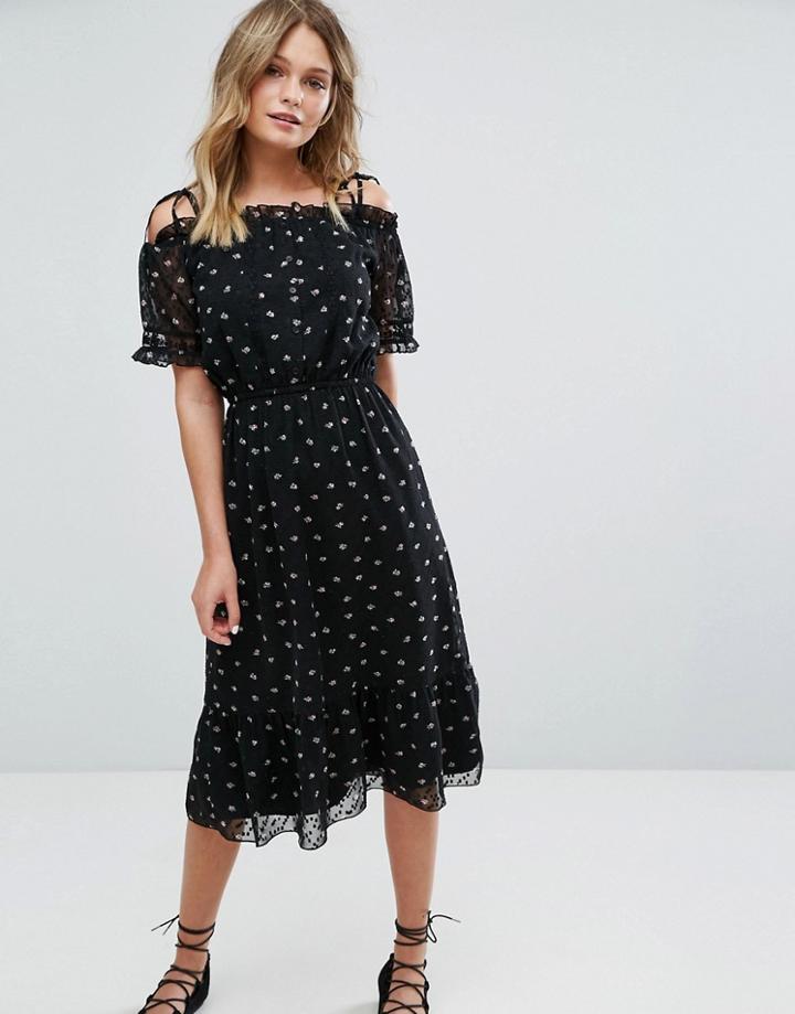 Miss Selfridge Exclusive Floral Printed Ruffle Hem Dress - Multi