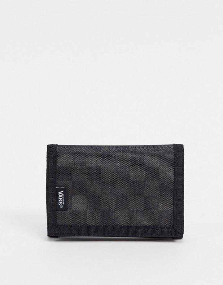 Vans Slipped Checkerboard Wallet In Black/gray
