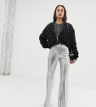 Bershka Sequin Pants In Silver - Silver