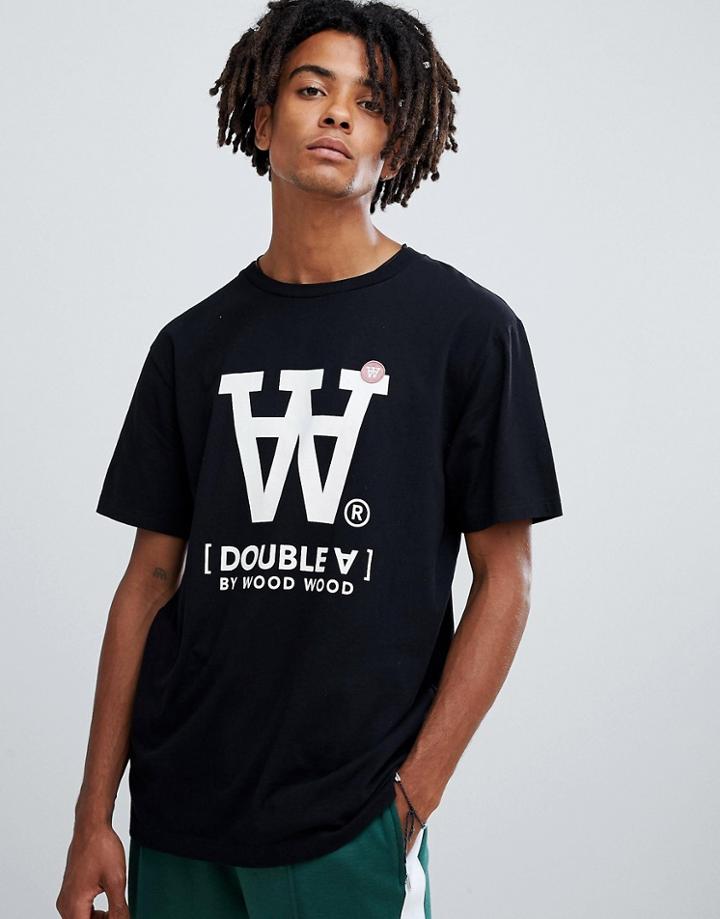 Wood Wood Ace Large Logo T-shirt In Black - Black