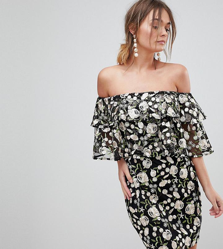 Dolly & Delicious Allover Embroidered Layered Mini Dress-multi