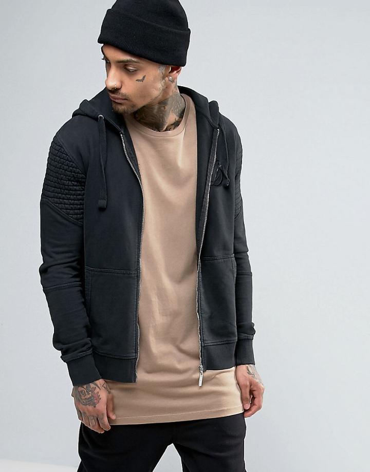 Criminal Damage Biker Hoodie - Black