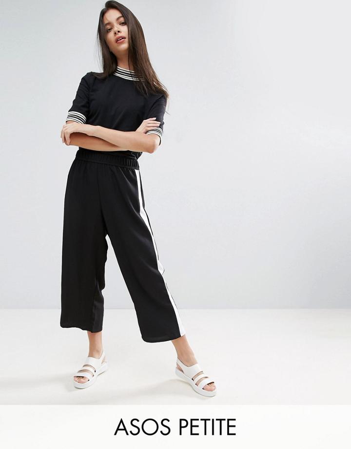 Asos Petite Color Block Wide Leg Pants - Black
