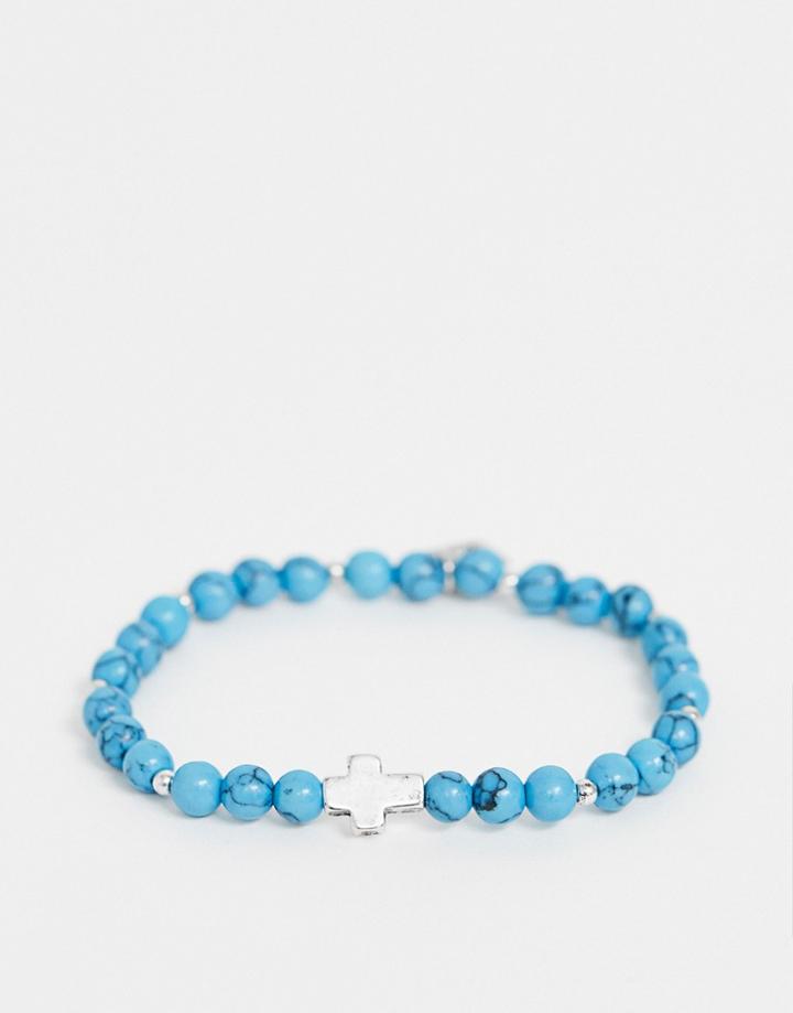 Icon Brand Gold Charm Blue Beaded Bracelet - Blue
