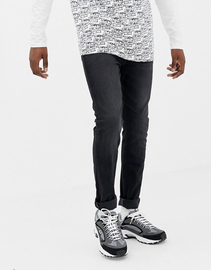 Tommy Jeans Skinny Fit Simon Jeans In Washed Black - Black