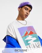Reclaimed Vintage Inspired Relaxed T-shirt With Outdoors Graphic In White