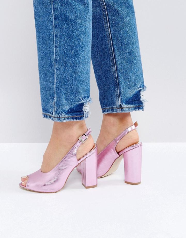 Raid Rai Pink Sling Back Heeled Sandals - Pink