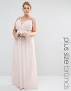 Tfnc Plus Wedding Wrap Embellished Maxi Dress - Pink