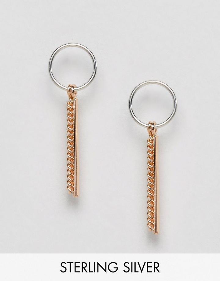 Asos Mixed Plated Sterling Silver Circle Chain Earrings - Multi