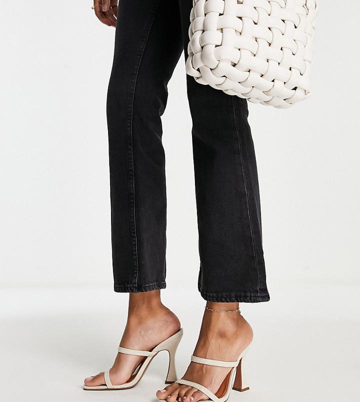 Asos Design Wide Fit Nasia Heeled Mules In Natural Fabrication-neutral