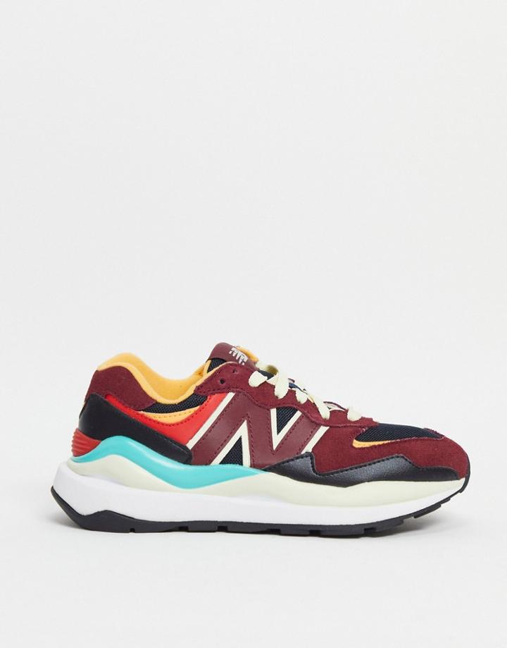 New Balance 57/40 Sneakers In Burgundy And Multi-red