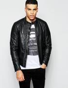 G-star Faux Leather Biker Jacket Attacc In Black - Black
