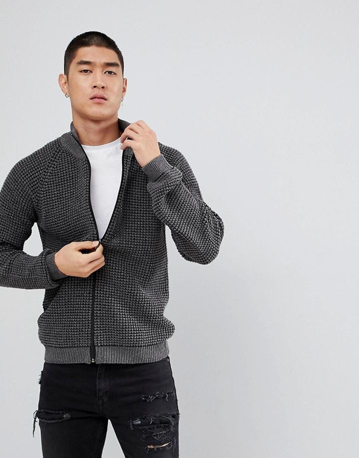 Asos Textured Track Jacket In Gray - Gray