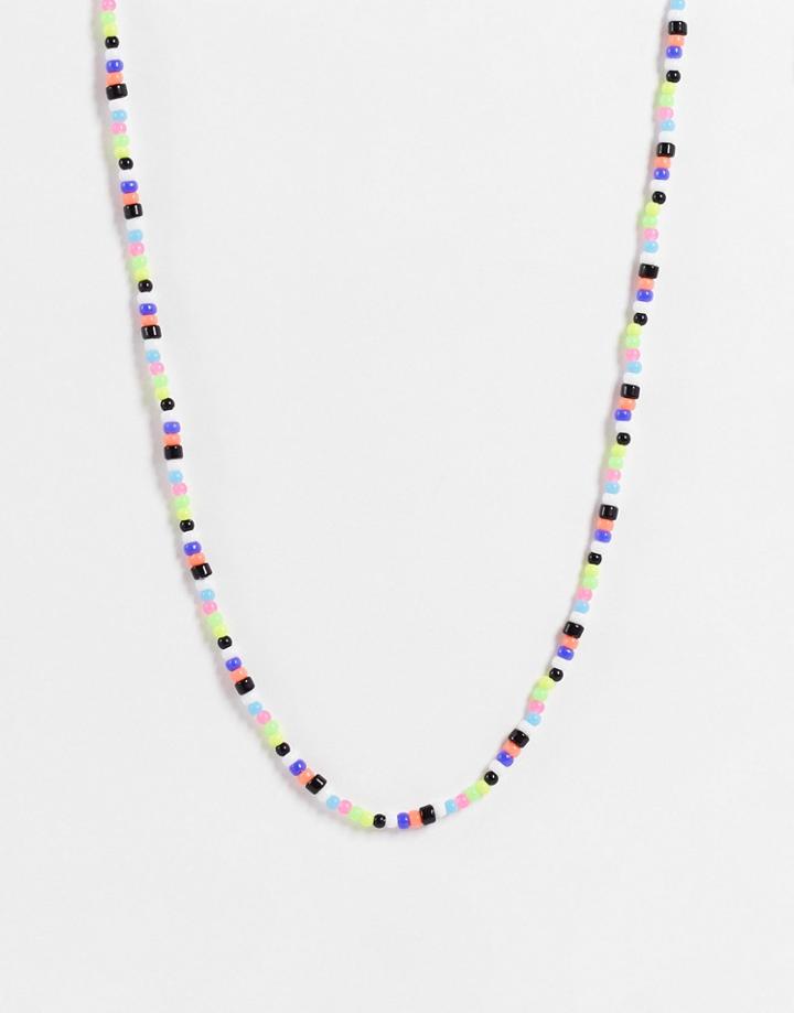 Asos Design Festival Joyful Beaded Necklace In Multi Color