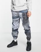 Mennace Sweatpants In Blue Patchwork Paisley - Part Of A Set