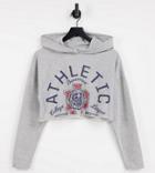 Noisy May Exclusive Super Cropped Collegiate Hoodie In Gray-grey