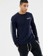 Abercrombie & Fitch Sleeve Logo Long Sleeve Top In Navy - Navy