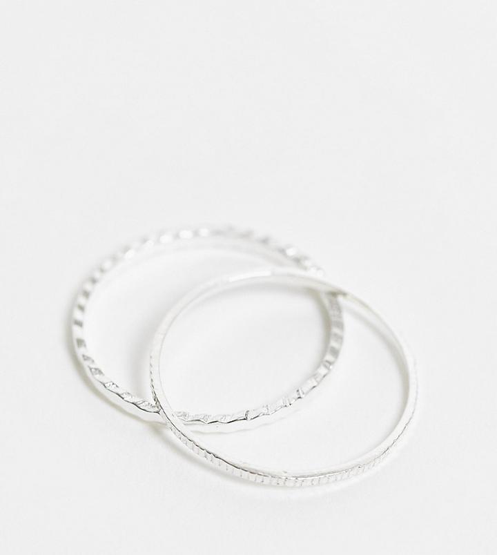 Kingsley Ryan X2 Pack Fine Stacking Rings In Sterling Silver