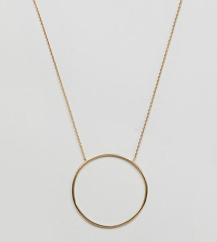 Orelia Gold Plated Hammered Circle Long Pendant Necklace - Gold