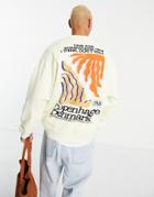 Asos Design Oversized Sweatshirt In Cream With Abstract City Print-white