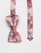 Moss London Bow Tie In Pink Floral Jacquard - Pink