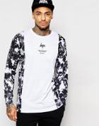 Hype Long Sleeve T-shirt With Monochrome Print Panels - White