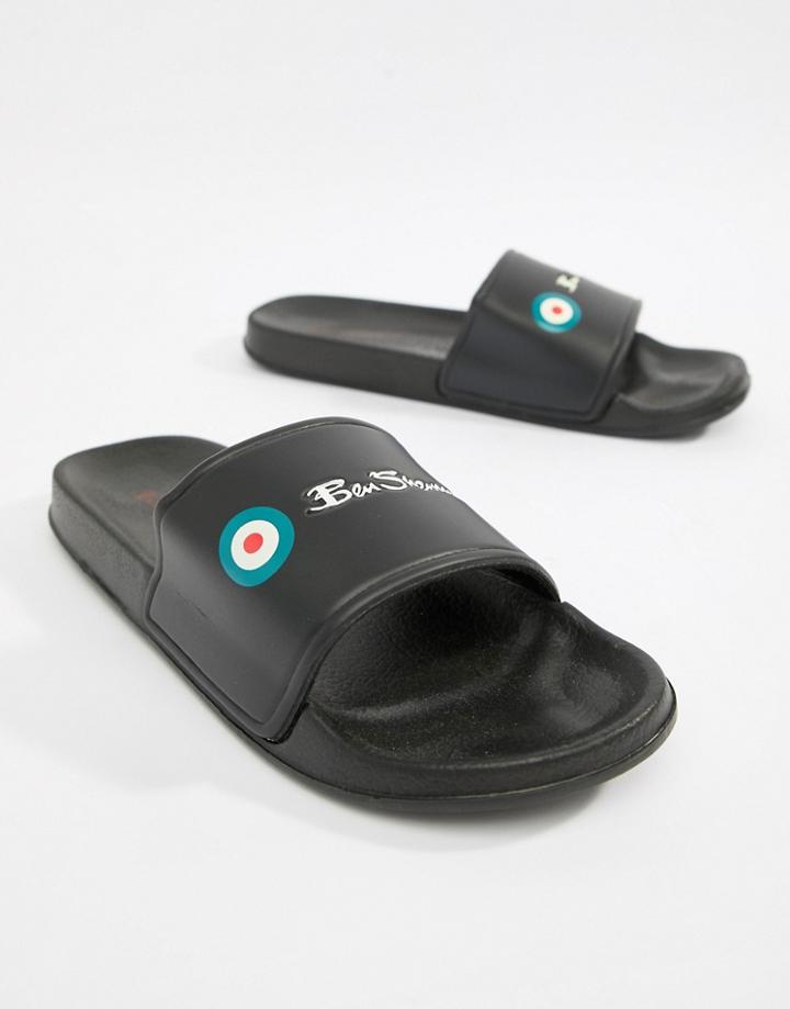 Ben Sherman Script Slider Flip Flops - Black