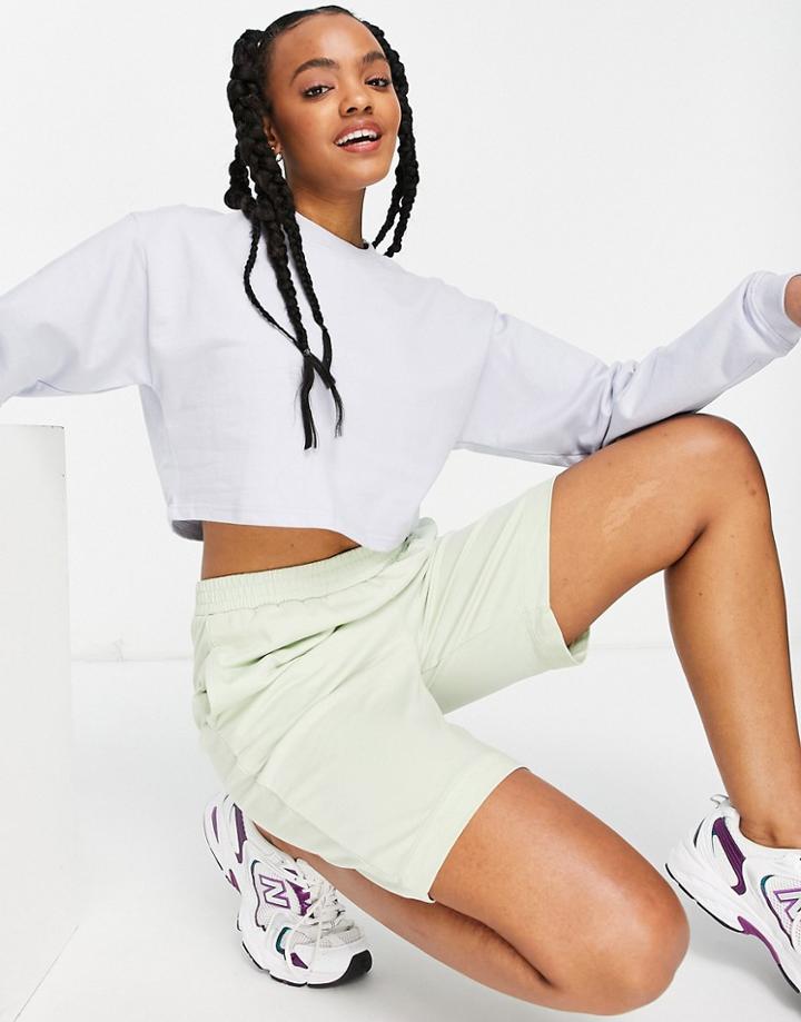 Urban Bliss Drop Shoulder Crop Sweatshirt In Blue-blues