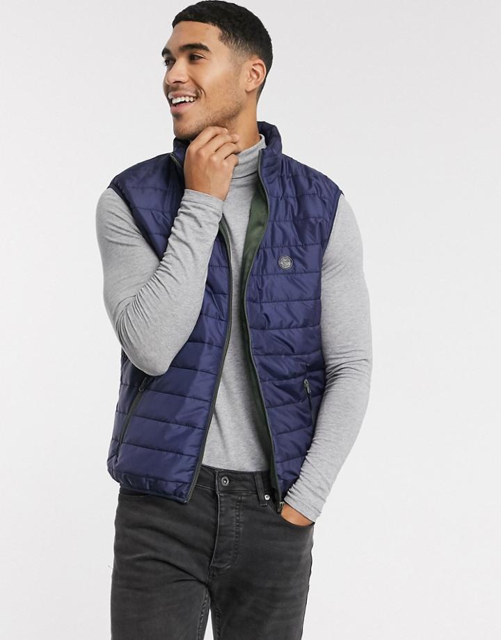 Le Breve High Neck Vest In Navy