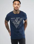 Asos Muscle T-shirt With Triangle City Print - Navy