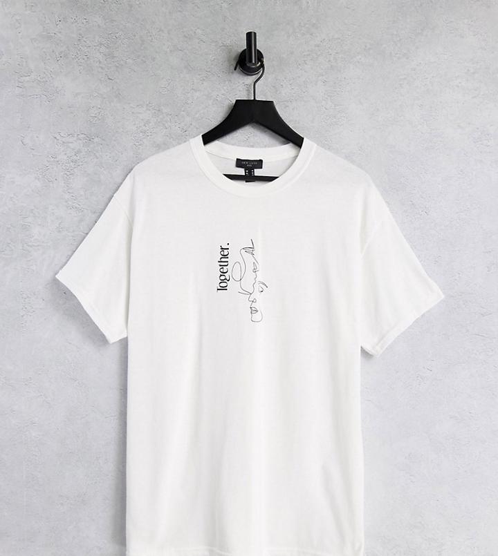 New Look Oversized Sketch Print T-shirt In White