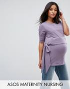 Asos Maternity Nursing Tie Side T-shirt - Purple