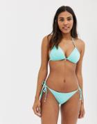 Accesorize Textured Tie Side Bikini Bottom In Aqua - Blue