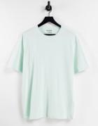 Selected Homme Organic Cotton Oversize Fit T-shirt With High Neck In Mint-blues