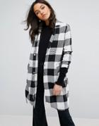 Lost Ink Check Duster Coat - Black