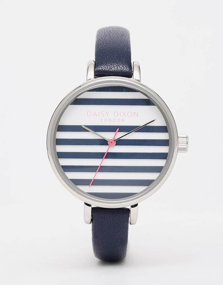 Daisy Dixon Navy Stripe Leather Watch - Navy
