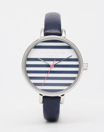 Daisy Dixon Navy Stripe Leather Watch - Navy