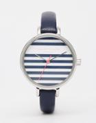 Daisy Dixon Navy Stripe Leather Watch - Navy
