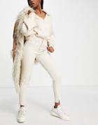 River Island High Rise Skinny Jeans In Cream-white