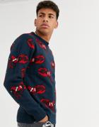 Another Influence Lobster Knitted Sweater-navy
