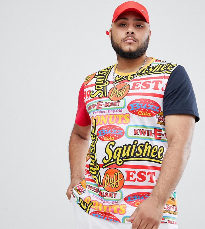 The Simpsons X Asos Design Plus T-shirt With Logo Print - Multi
