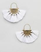 Asos Design Hammered Tassel Fan Earrings - Gold