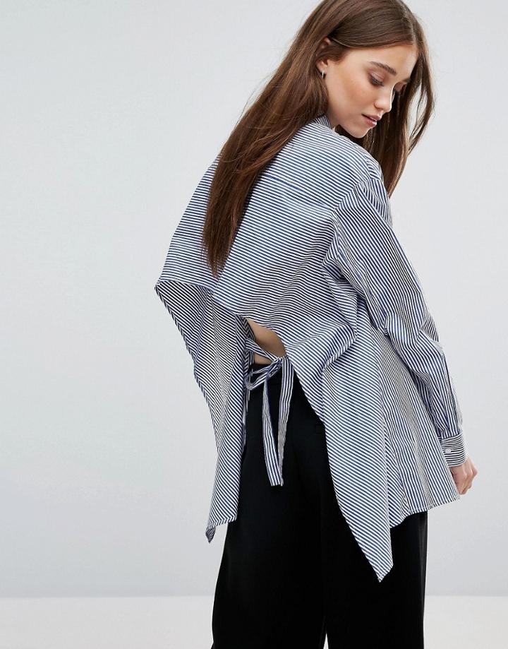 Weekday Stripe Shirt With Open Back Detail - Multi
