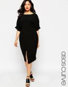 Asos Curve Plain Wiggle Cut Out Back Dress - Black