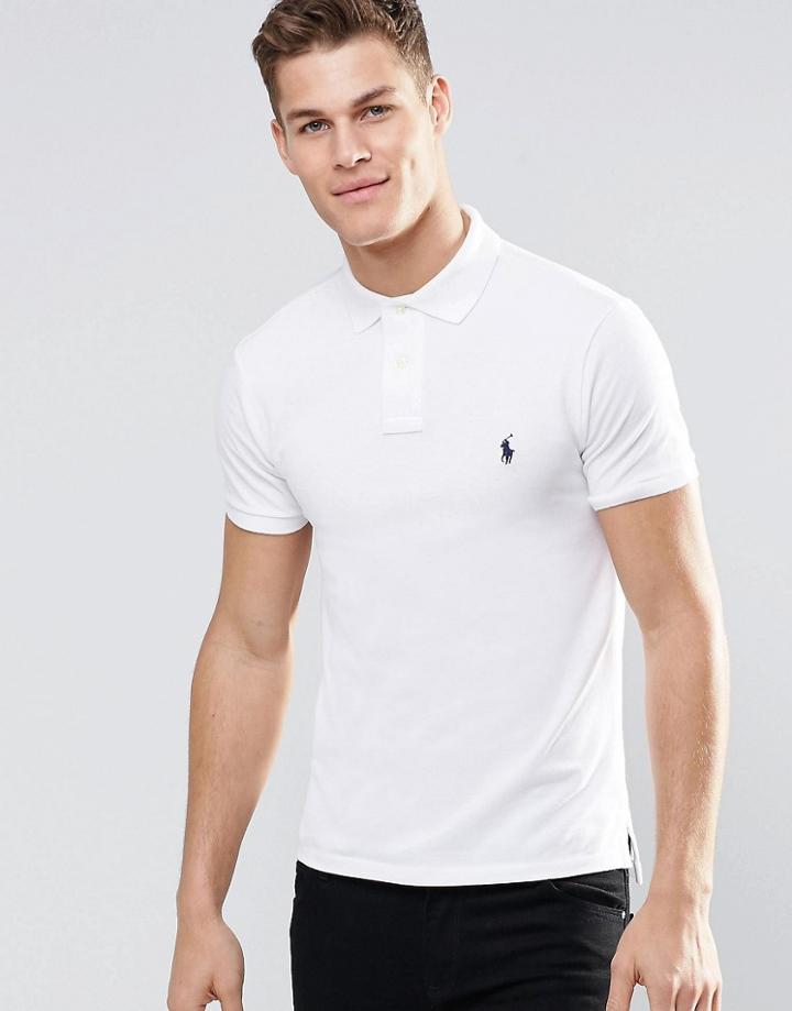 Polo Ralph Lauren Slim Fit Polo With Logo In White
