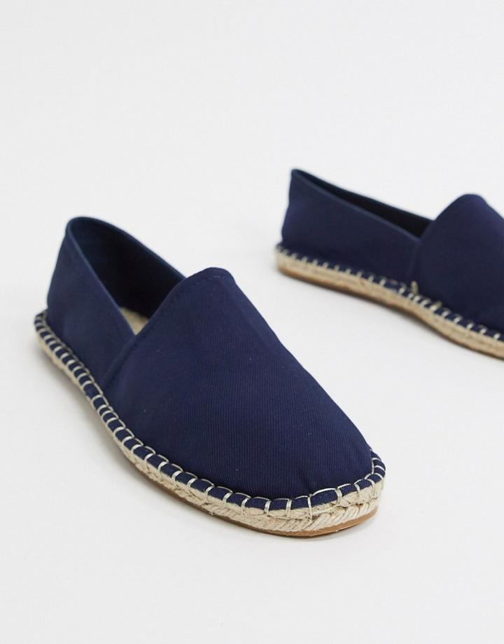 Asos Design Espadrilles In Navy Twill Canvas
