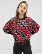 Love Moschino Allover Heart Print Top - Red
