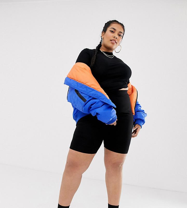 Collusion Plus High Waist Legging Shorts - Black