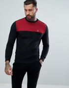 Luke Sport Micheal Color Block Sweat In Black Mix - Black